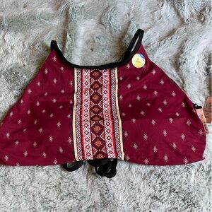 NWT Reversible Black & Maroon Patterned Adjustable Bikini Top by Ardene Size L